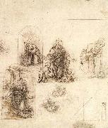 Leonardo  Da Vinci Studies for a Nativity France oil painting artist